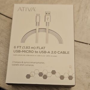 Ativa White USB-Micro to USB-A Cable